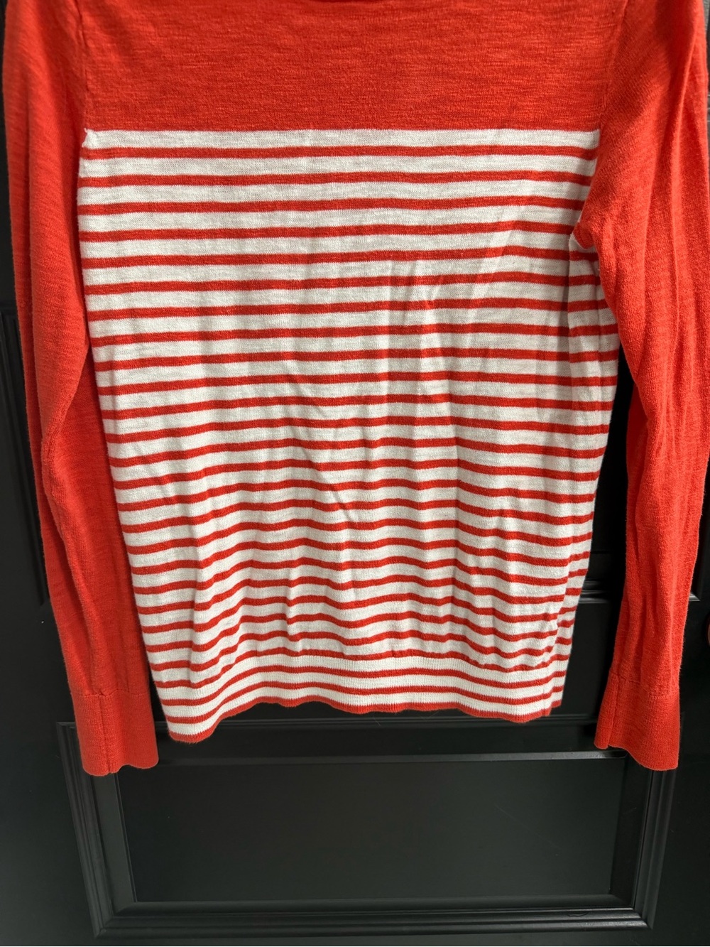 J.Crew Orange Ivory Striped Cotton Boatneck Sweater Size S - Picture 3 of 9